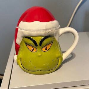 Grinch Christmas Mug with Santa Hat